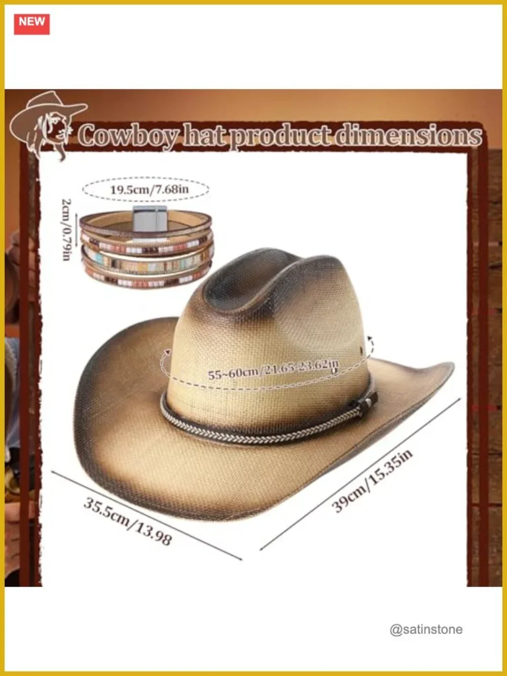 Wide Brim Western Straw Cowboy Hat with Shapeable Brim